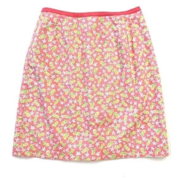 Lilly Pulitzer Coral Starfish and Pineapple Print Skirt‎ | Size 2 - Picture 1 of 3